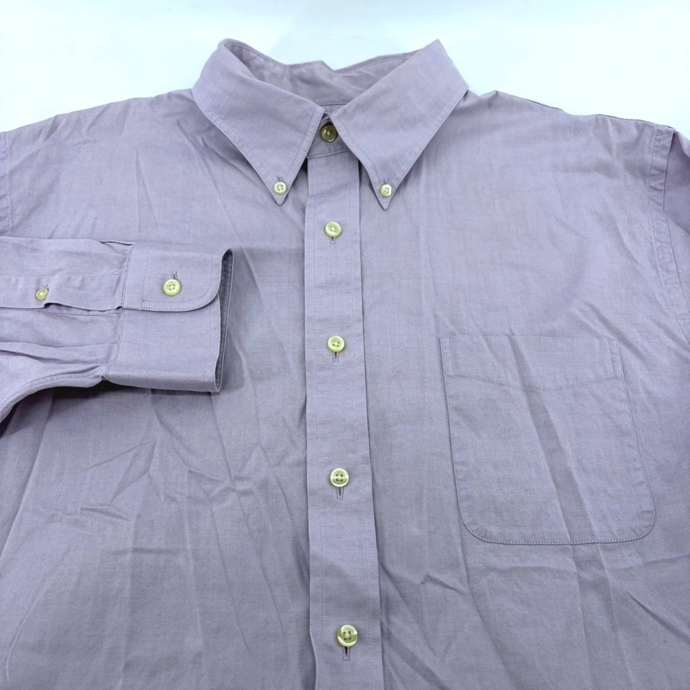 Lands End Mens VTG Lavender Purple Oxford Button Down Shirt 17-34 Regular Cotton